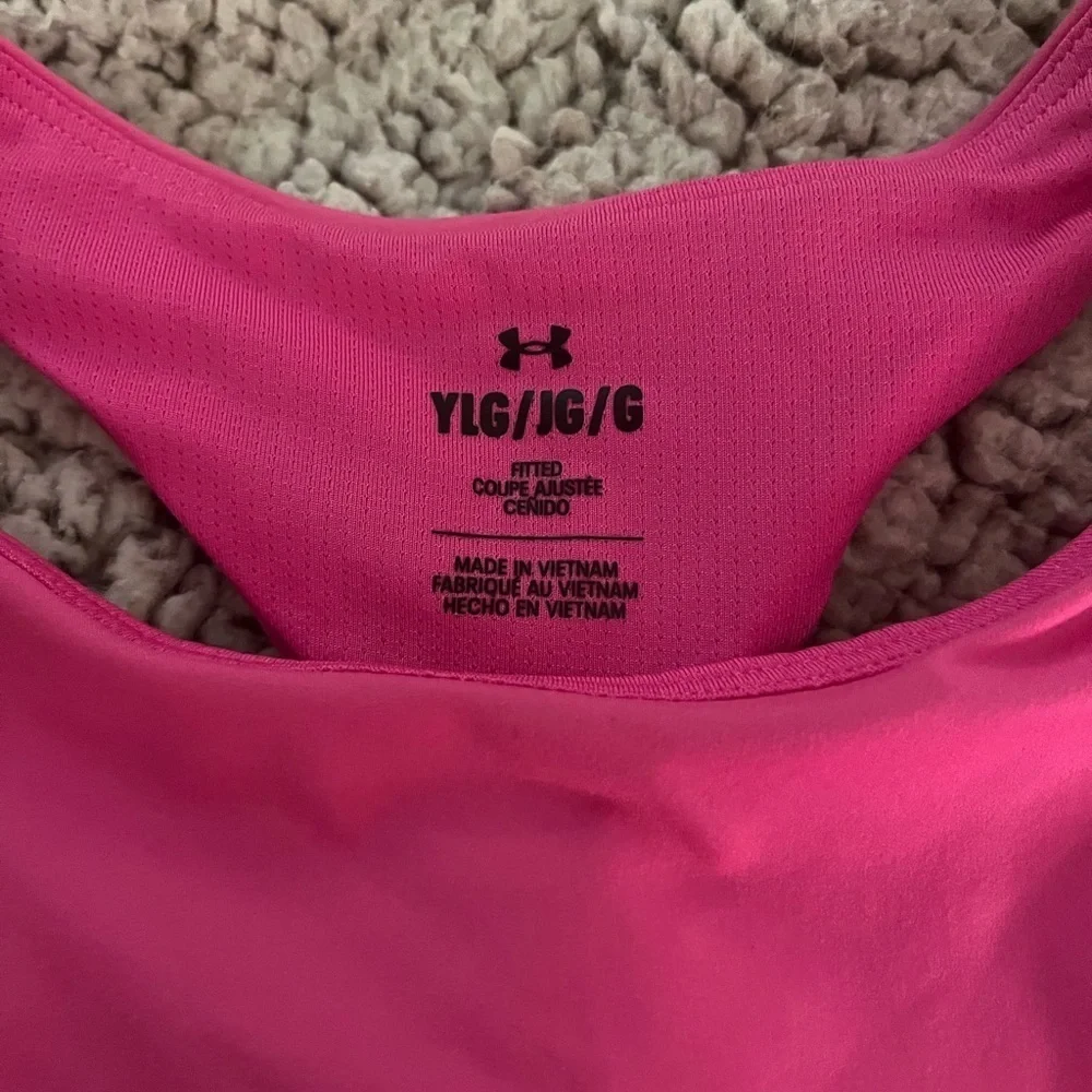 Under Armour Pink Razor Back Tank Top with built in bra Youth Large